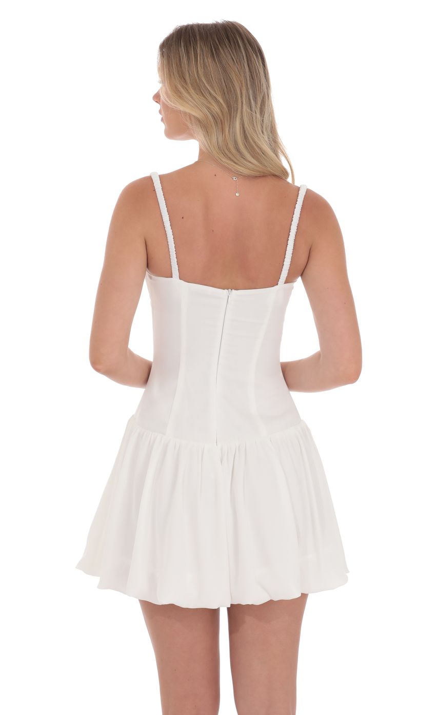 Ruched Bust Bubble Dress in White
