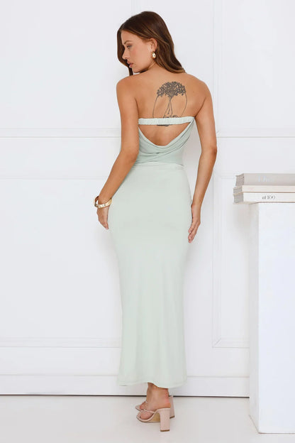 Escape Plan Strapless Maxi Dress Sage
