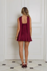Diva Energy Satin Mini Dress Wine
