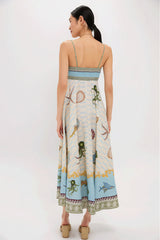 High Waist Print Cami Casual Maxi Dress