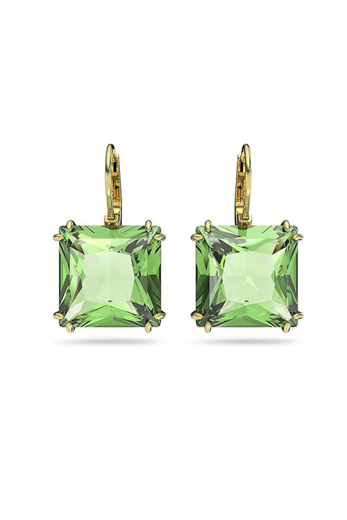 Green Crystals Gold Tone Finish Earrings