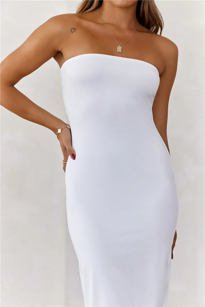 BASE  Ultimate Strapless Bodycon Midi Dress White