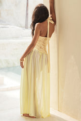 Starfish Sheer Tie Solid Maxi Dress