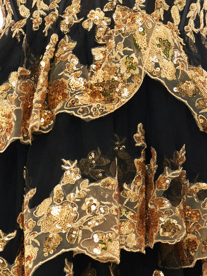 Gold Black - A-Line Sweetheart Tiered Short Homecoming & Cocktail Dresses