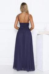 Evening Refinement Mesh Maxi Dress Navy