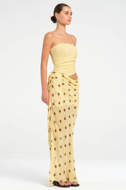 Sexy Strapless Polka Dot Patchwork Slim Maxi Dress