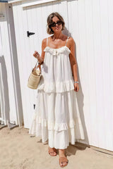 Ruffle Hem Flowy Beach Maxi Dress