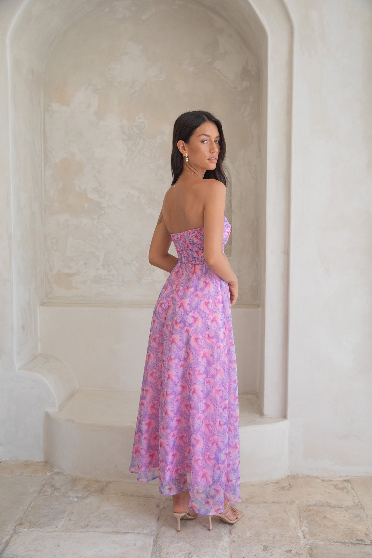 Upon The Moon Strapless Maxi Dress Purple