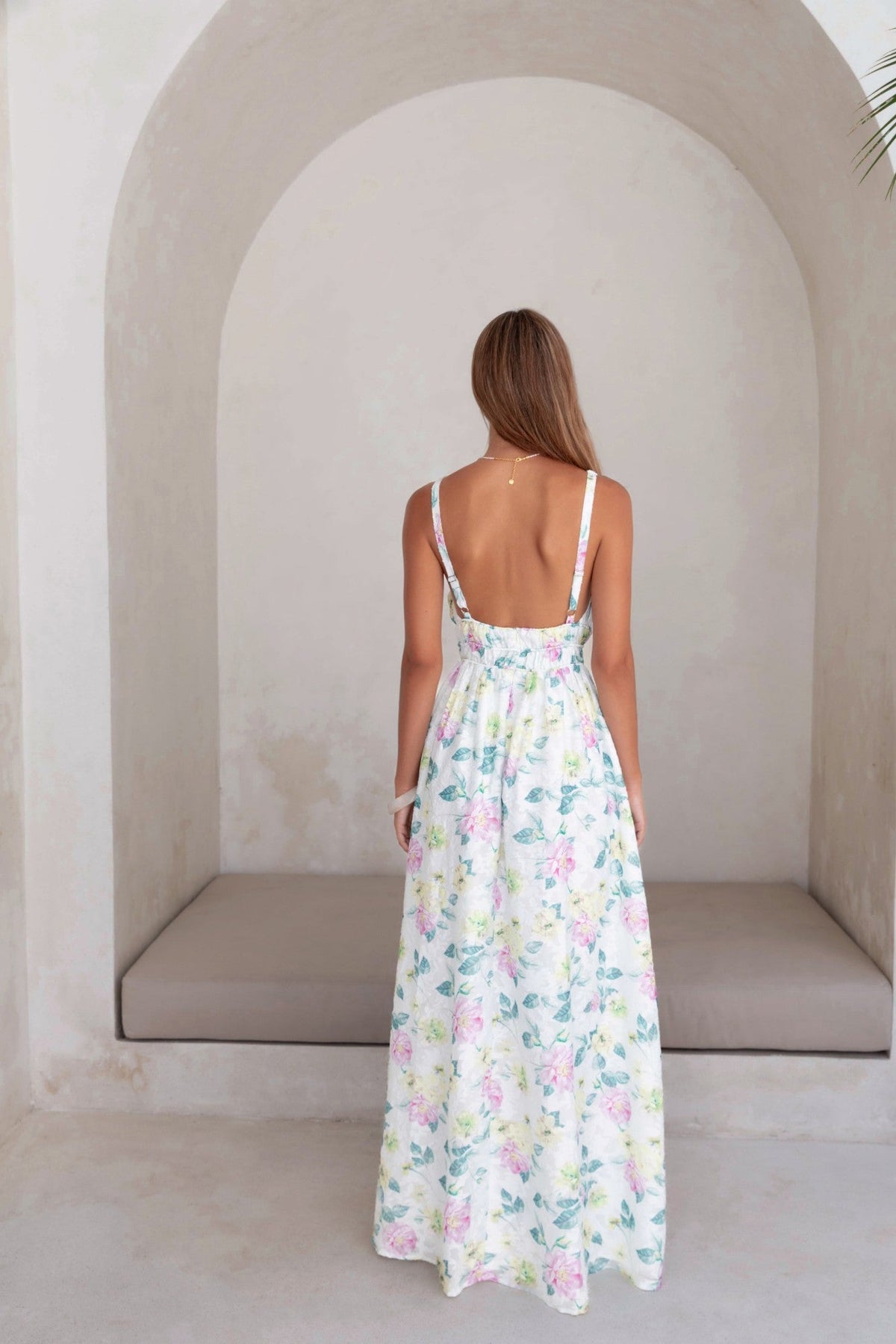 Peach Passion Maxi Dress White