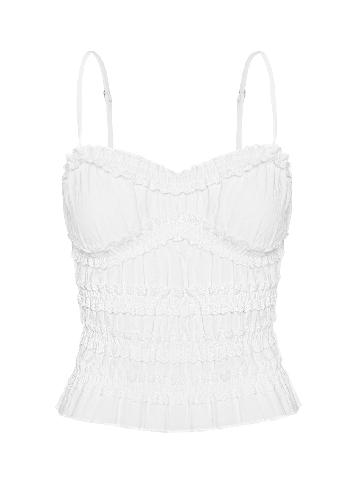 Angelie Cotton Ruched Top White