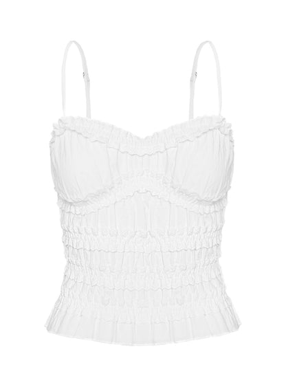 Angelie Cotton Ruched Top White