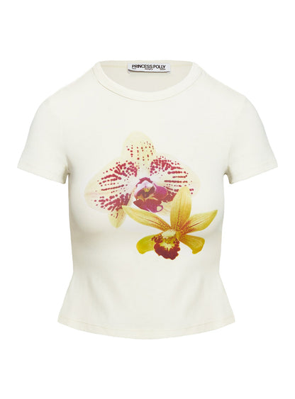 Blooming Orchids Graphic Top Cream