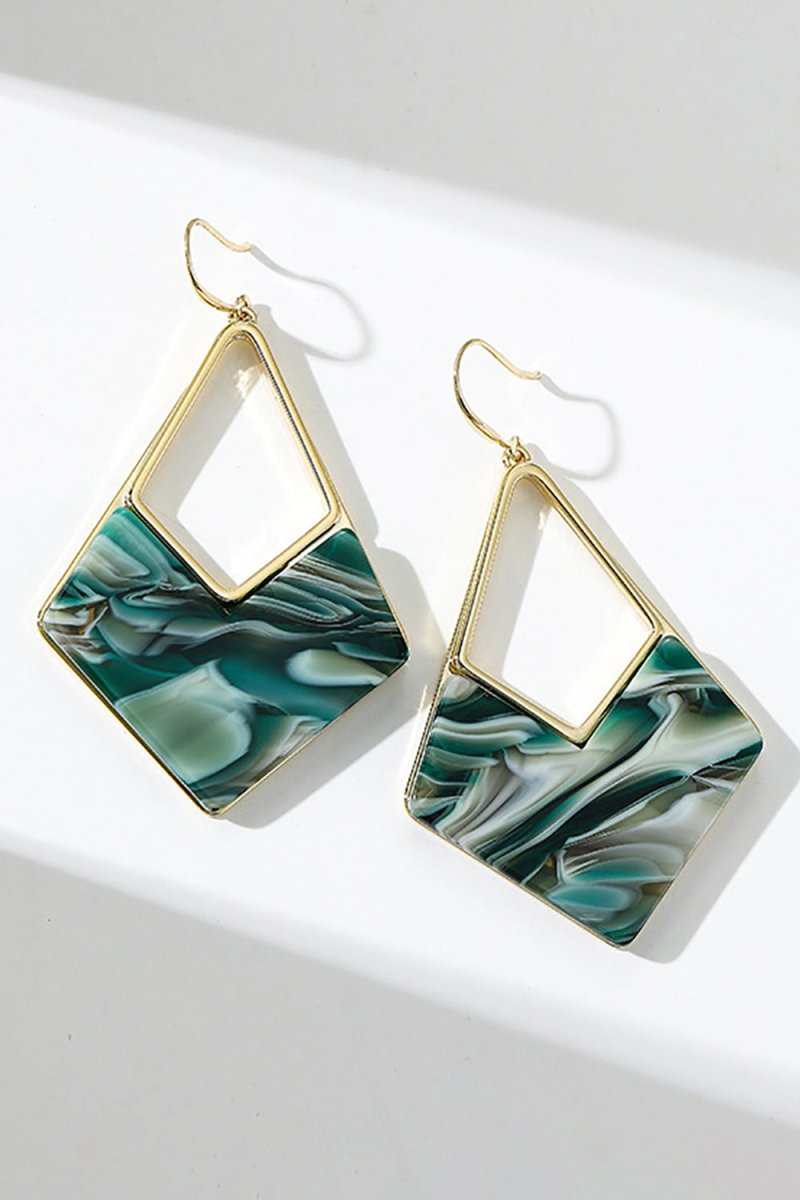 Green Diamond Long Earrings