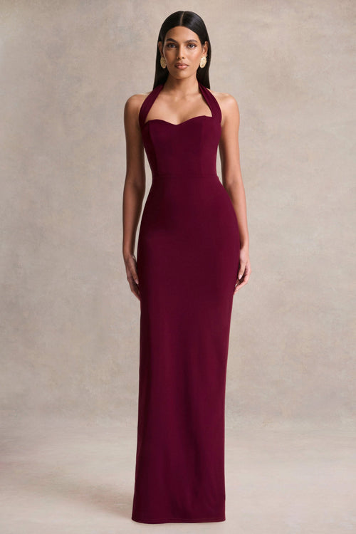 Robyn | Burgundy Sweetheart-Neck Maxi Dress