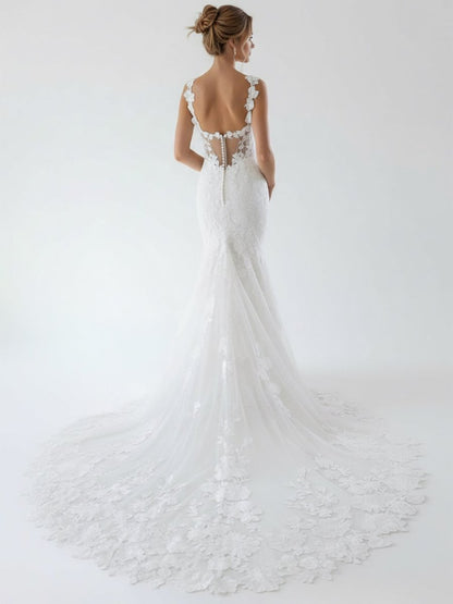 Fairy Mermaid Sweetheart Lace Wedding Dresses with Appliques