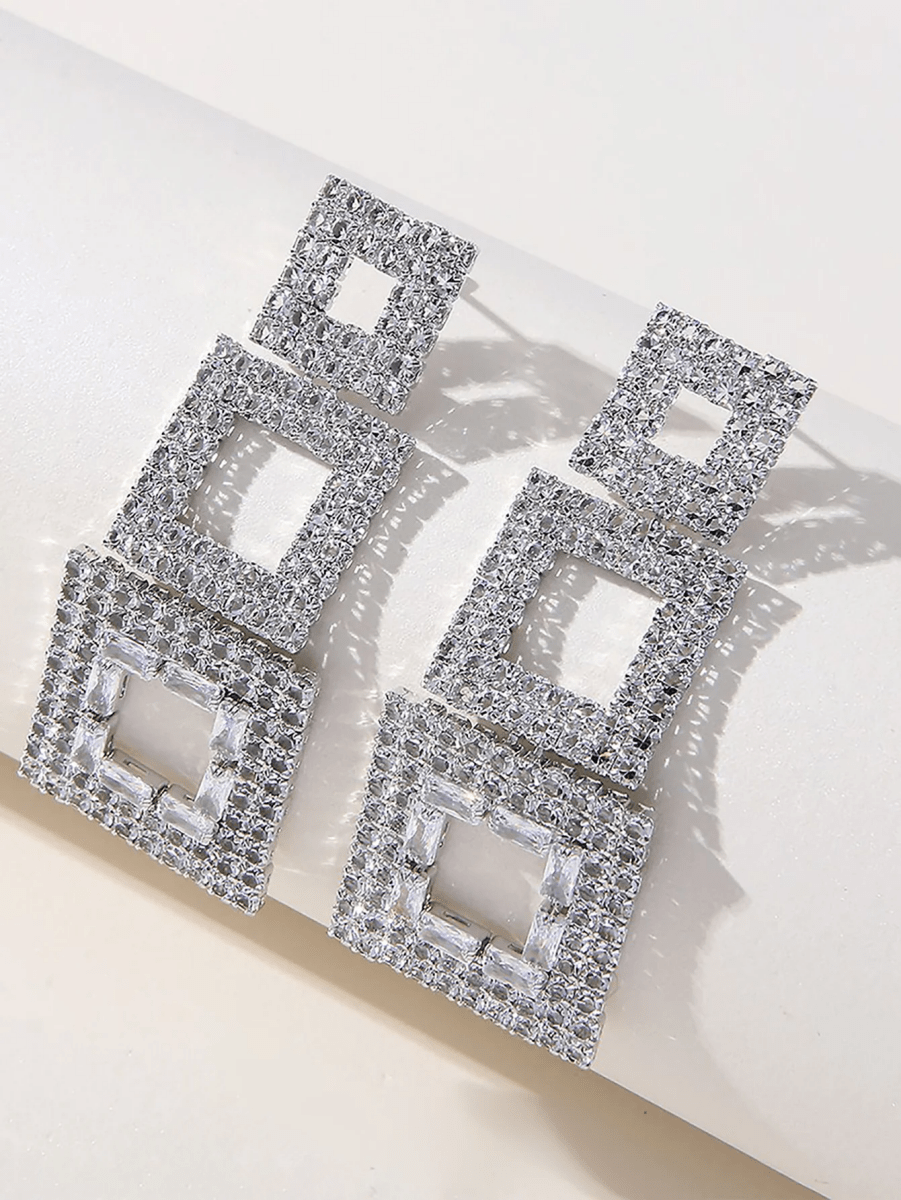 Golden Paneled Square Earrings
