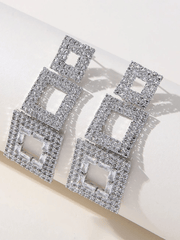 Golden Paneled Square Earrings