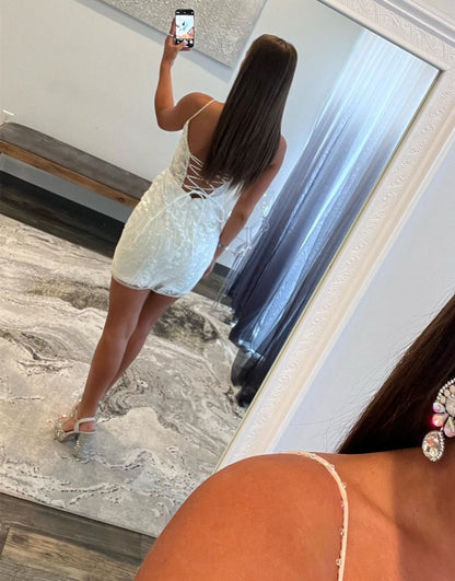 Gorgeous Royal Blue Corset Back Tight Glitter Homecoming Dress