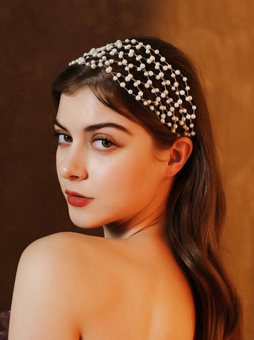 Handcrafted Pearl Mesh Headband