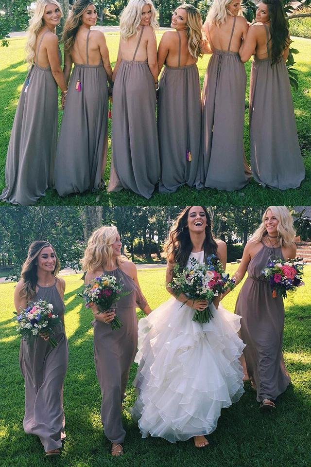 Jewel Chiffon and Ruffles Long Bridesmaid Dresses