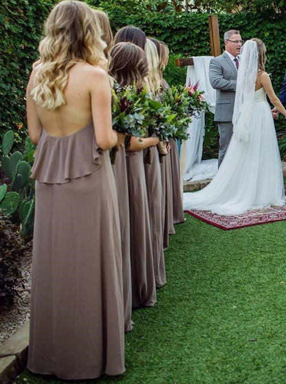 Jewel Chiffon and Ruffles Long Bridesmaid Dresses