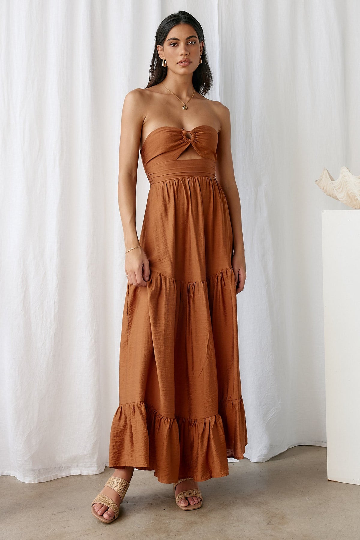 Let's Fly Away Maxi Dress Tan