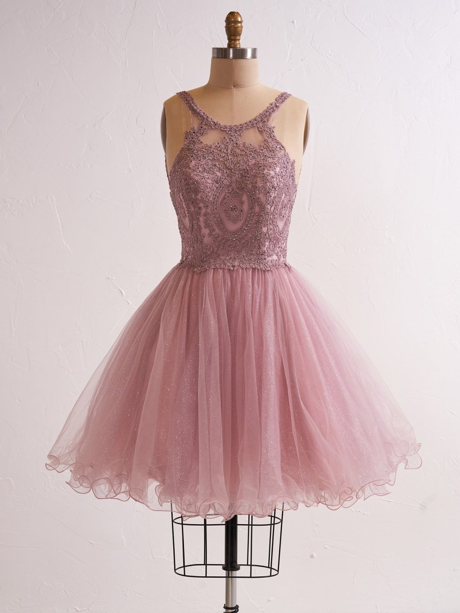 Embellished Embroidery Tulle Short Cocktail Dress