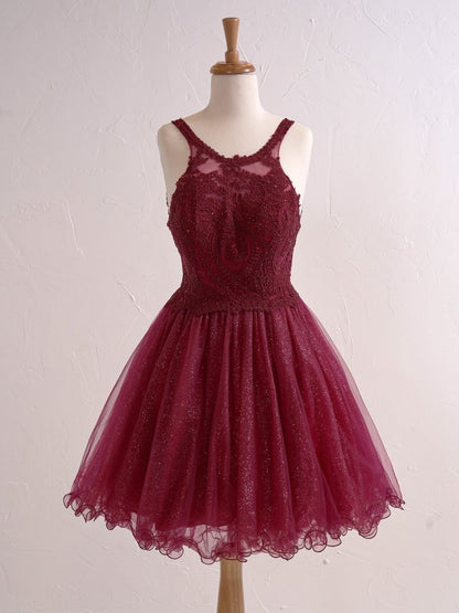 Embellished Embroidery Tulle Short Cocktail Dress