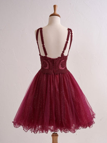 Embellished Embroidery Tulle Short Cocktail Dress