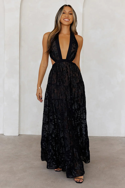 Crystal Cove Maxi Dress Black