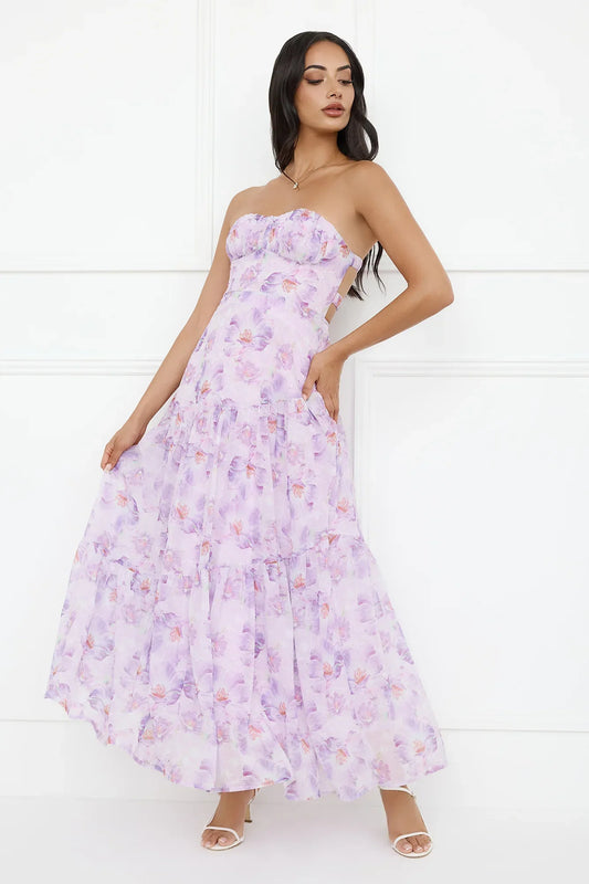 Eliora Strapless Maxi Dress Purple