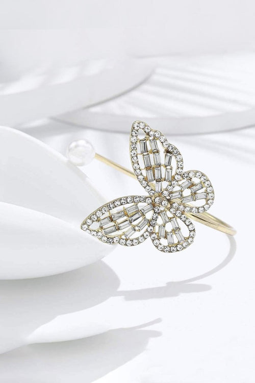 Hollow Crystal Butterfly Open Bracelet