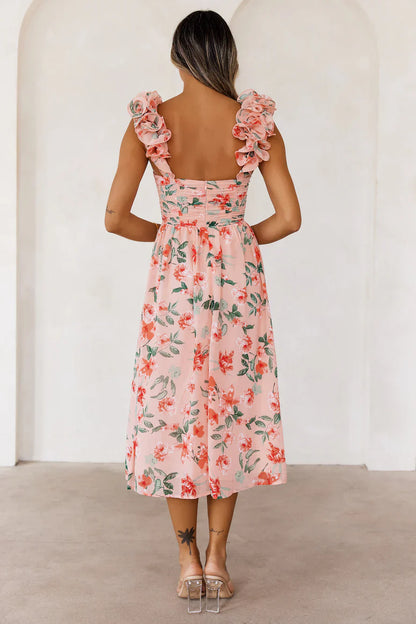 Enchanted Eden Midi Dress Pink