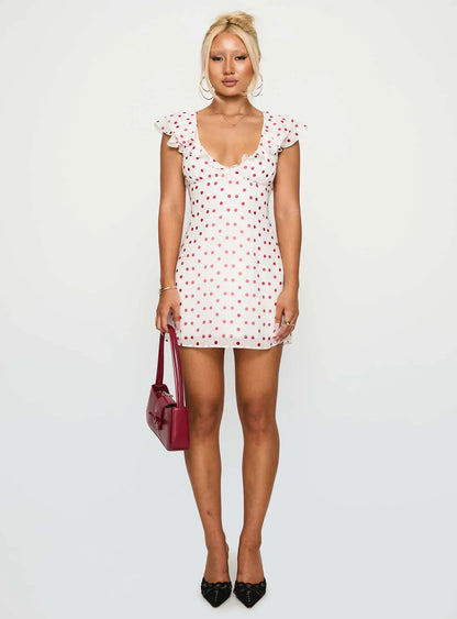 I Guess So Mini Dress White / Burgundy