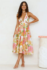 Blooming In The City Midi Dress Orange