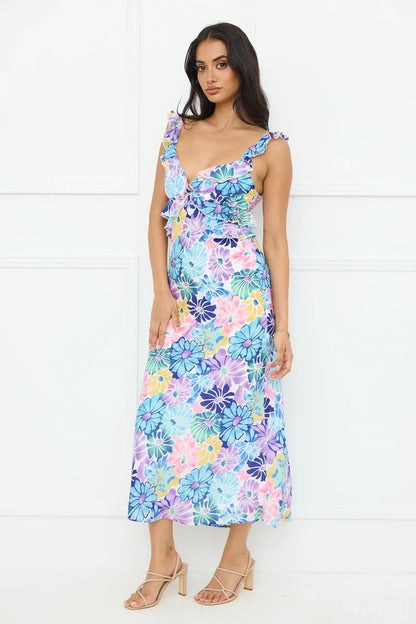 Elegant Mystique Maxi Dress Blue