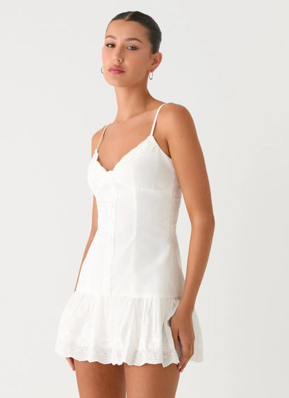 Sync Love Broderie Mini Dress - White