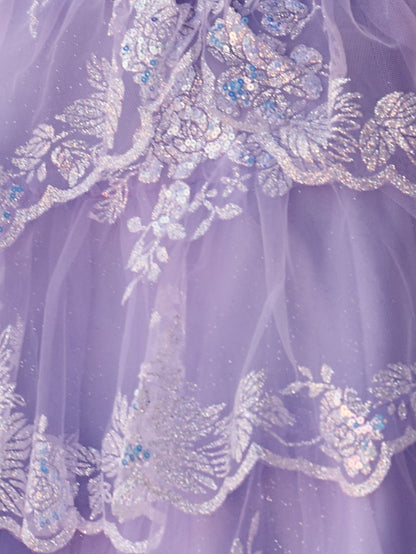 Lavender - A Line V Neck Sequins Short Homcoming Dresses With Appliques