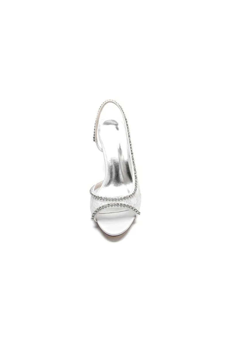 Elegant White Leather Sandals with Silver Chain Accent