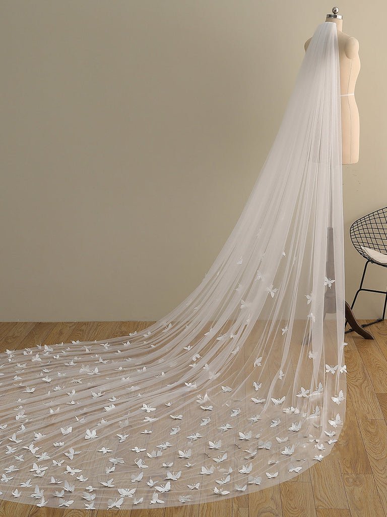 Cute Butterfly Cathedral Veil Bridal Veil Wedding Veil