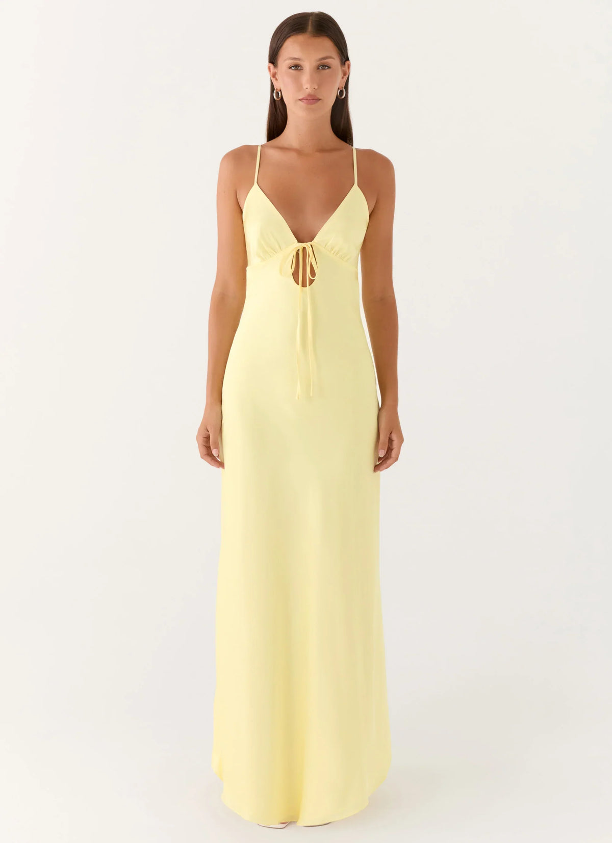 Flora Satin Maxi Dress - Lemon