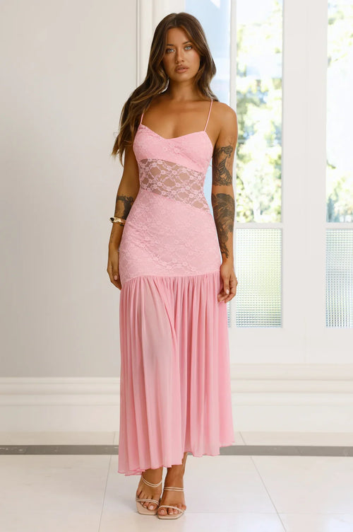 Cover Story Lace Maxi Dress Pink