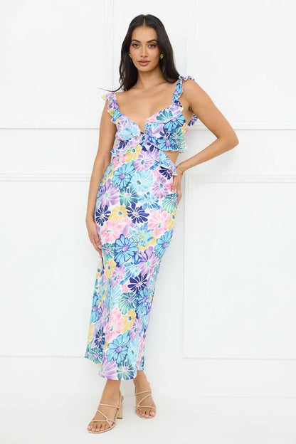 Elegant Mystique Maxi Dress Blue