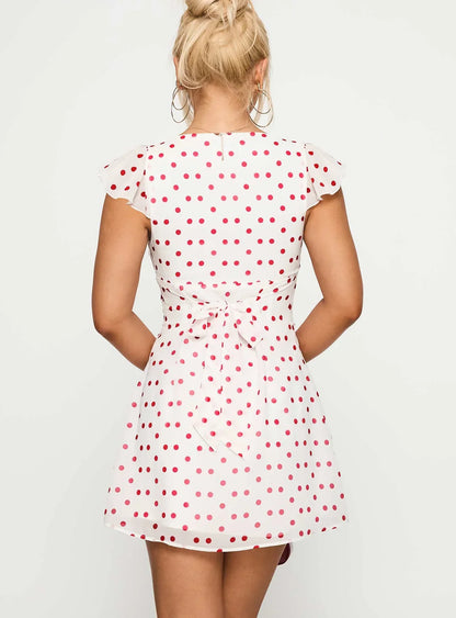 I Guess So Mini Dress White / Burgundy