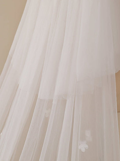 Delicate Flower Lace Cathedral Veil Bridal Veil Wedding Veil