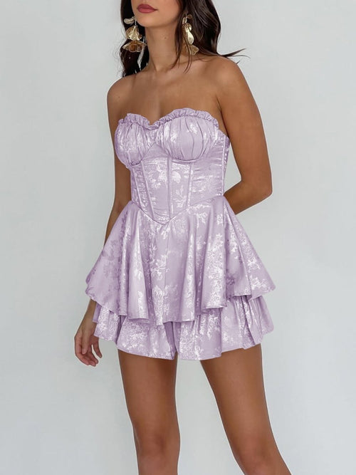 Lavender - A Line Sweetheart Corset Ruffles Short Homecoming Dresses