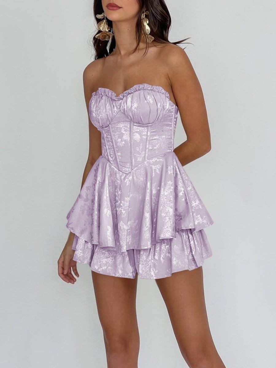 Lavender - A Line Sweetheart Corset Ruffles Short Homecoming Dresses