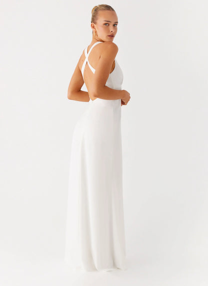Desi Halterneck Maxi Dress - White