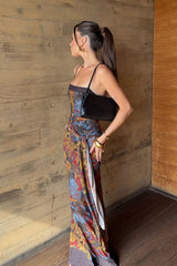 Vintage Contrast Print Cami Maxi Dress