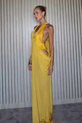 Sexy Sheer Ruched Waist Maxi Dress